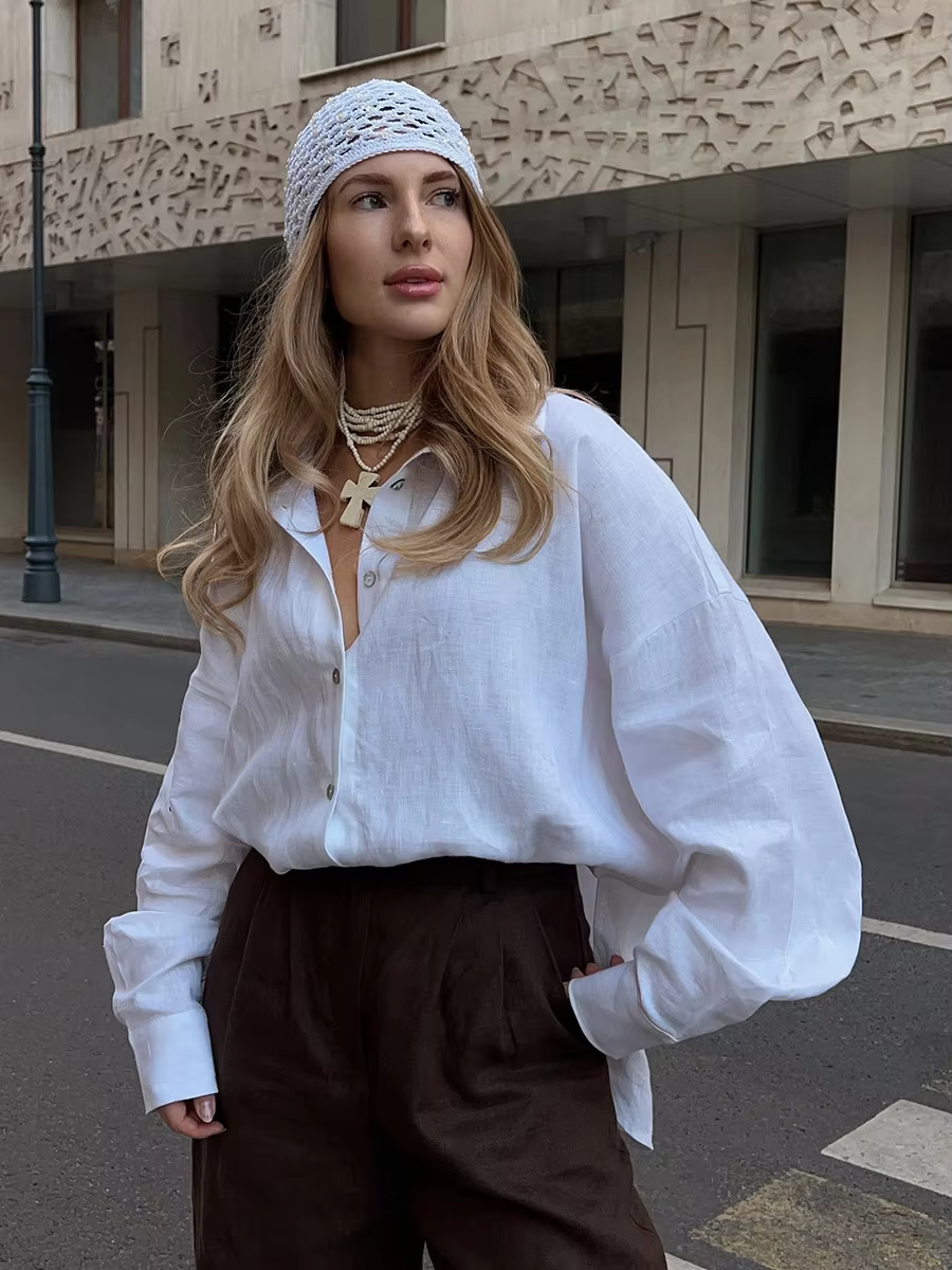חולצת כותנה קרדיגן רגועה · ORA STYLE — איכות נבחרת · משלוח לכל הארץ